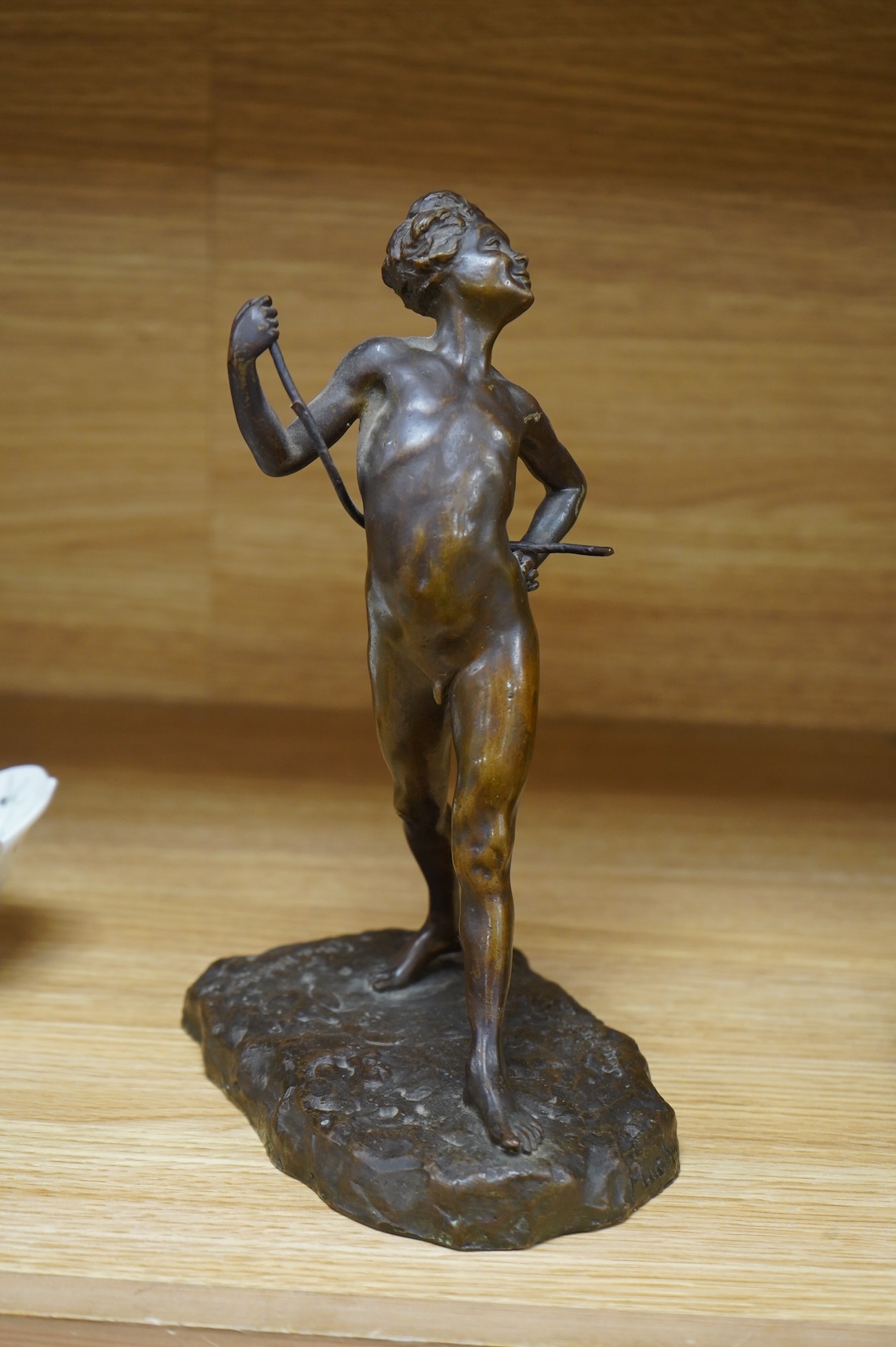 Gabrielle Jean Bedell Brichard (French, 19th/20th century), a bronze nude figure ‘Puck’, Susses Freres, foundry mark, 24cm